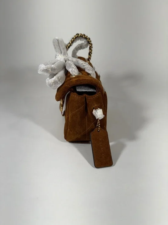 Coach Tabby 20 Suede Quilted Shoulder Bag in warm brown with Gold Hardware - Picture 3 of 6